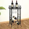 Vidaxl Wine Rack With Glass Holder For 9 Bottles Metal, 240940