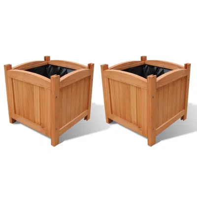 Vidaxl Wooden Raised Bed 11.8" X 11.8" X 11.8" Set Of 2, 41301 In Brown