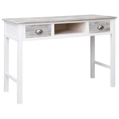Vidaxl Writing Desk Gray 43.3"x17.7"x29.9" Wood, 284153 In White