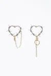 Videmus Omnia Infinity Heart Mixed Metal Mismatched Earrings In Silver/gold In Silver