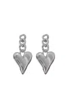 Videmus Omnia Metal Love Cuban Chain Heart Drop Earrings In Silver In Silver