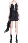 Videmus Omnia Not To Be Reproduced Cutout Open-back Asymmetric Mini Dress In Black