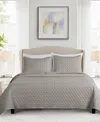 Videri Home Diamond Stitched 3 Piece Quilt Set, King In Gray