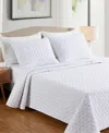 Videri Home Diamond Stitched 3 Piece Quilt Set, King In White