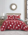 Videri Home Festive Seahorse Reversible 3 Piece Quilt Set Collection In Red Multi