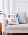 Videri Home Closeout!  Holiday Holly Jolly Stripe Decorative Pillow Set, 18" X 18" In Pink,multi