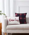 Videri Home Closeout!  Holiday Warm And Cozy Plaid Embroidered Decorative Pillow Set, 13" X 18" In Black,multi