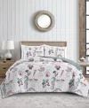 Videri Home Holiday Writing Reversible 3-piece Quilt Set, Full/queen In Green,red