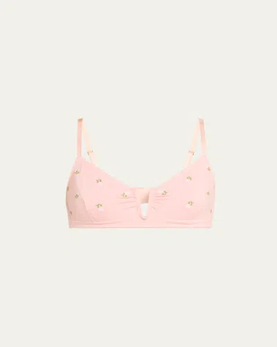 Videris Lingerie Angela Floral-embroidered Soft Cup Bra In Rosy Blossom