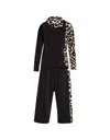Vidi Blak Men's Black / Brown Black  Nylon With Leopard Print Contrast Panel Two-piece Set In Black/brown