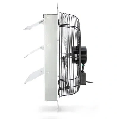 Vie Air 12 Inch Corded Wall Mount Ventilator Fan With Shutters In Silver