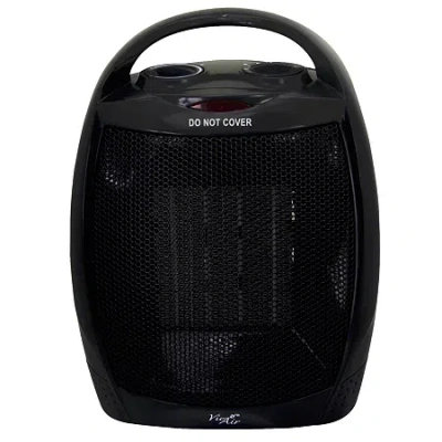 Vie Air 1500w Portable 2-settings Black Ceramic Heater With Adjustable Thermostat