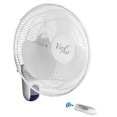 Vie Air 16 Inch 3 Speed Plastic Wall Fan With Remote Control In White 16 Inch 3 Speed Plastic Wall Fan With Remote Control In White