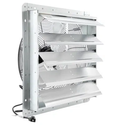 Vie Air 20 Inch Corded Wall Mount Ventilator Fan With Shutters In Silver