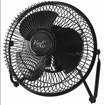 Vie Air 8" High Velocity Metal Desk And Floor Fan In Black