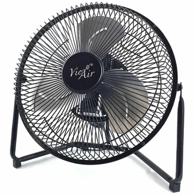 Vie Air 9" High Velocity Tilting 3 Speed Metal Floor Fan In Black
