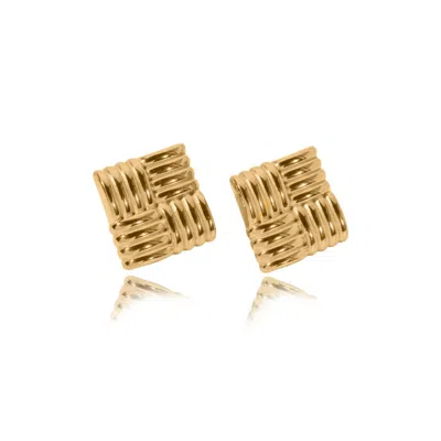 Viea Women's Asha Square Textured Earrings - Gold