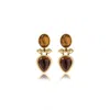 Viea Women's Brown / Black / Gold Nadia Tiger Eye Drop Earrings In Multi