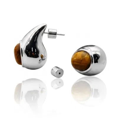 Viea Women's Brown / Silver Solis Muse Drop Earrings