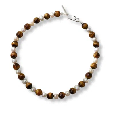 Viea Women's Brown / White Solis Strand Necklace