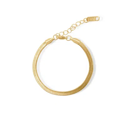 Viea Women's Gold Antonette Flat Herringbone Snake Chain Bracelet