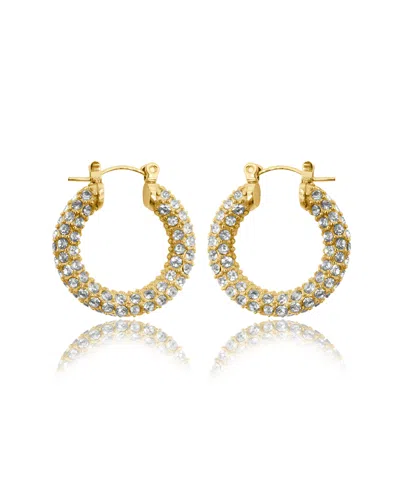 Viea Women's Gold Ayla Micro Inlaid Diamond Hoop Earrings