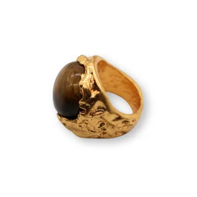 Viea Women's Gold / Brown Tara Molten Ring In Multi