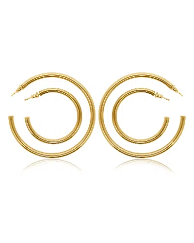 Viea Women's Gold Callista Statement Hollow Tube Hoop Earrings