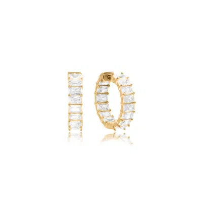 Viea Women's Gold Claire Hoop Zirconia Pave Earrings