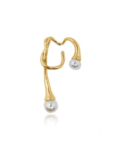 Viea Women's Gold Dahlia Irregular Hook Pearl Ear Cuff