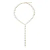 Viea Women's Gold Seraphine Y Shaped Statement Zirconia Stone Necklace