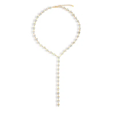 Viea Women's Gold Seraphine Y Shaped Statement Zirconia Stone Necklace