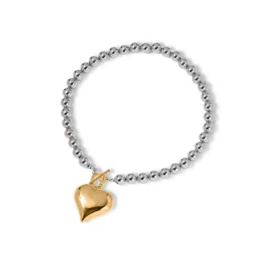 Viea Women's Gold / Silver Margaux Two-tone Mixed Metals Heart Necklace In Metallic