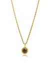 Viea Women's Gold Valeriana Onyx Pendant  Rope Chain Necklace In Gold
