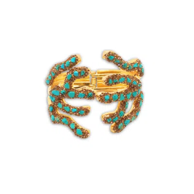 Viea Women's Green / Brown / Blue Sirena Claw Cuff In Multi