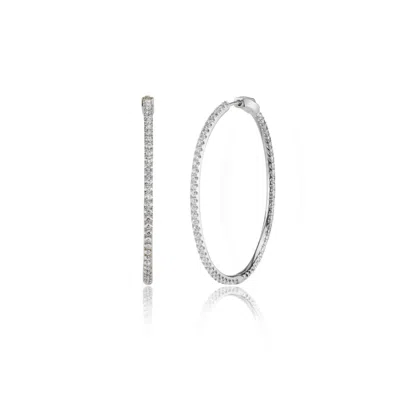 Viea Women's Lana Zirconia Stone Minimalist Hoop Earrings - Silver