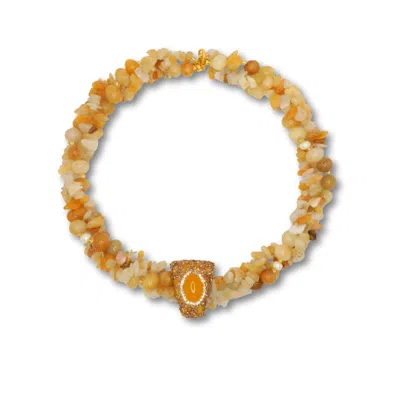 Viea Women's Yellow / Red Solara Sculptural Necklace In Green