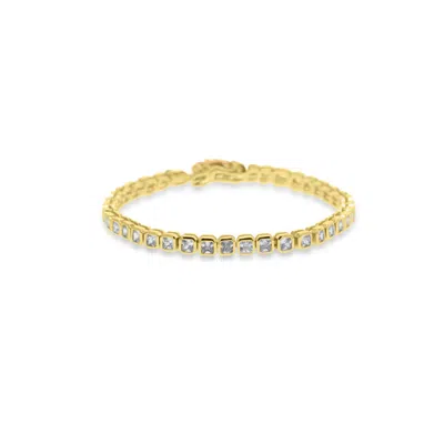 Viea Women's Zara Tennis Square Zirconia Stone Chain Bracelet - Gold