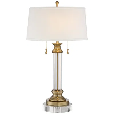 Vienna Full Spectrum 31 1/2" Brass And Crystal Lamp With Round Riser