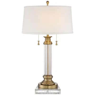 Vienna Full Spectrum 31 1/2" Rolland Brass And Crystal Lamp With Riser