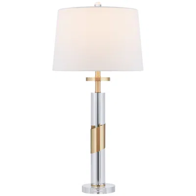 Vienna Full Spectrum Alfred 30 1/2"h Soft Brass And Crystal Column Table Lamp With Dimmer
