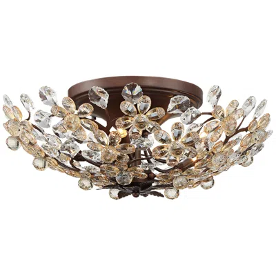 Vienna Full Spectrum Crystal Blooms 21" Champagne Glass Ceiling Light