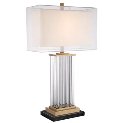 Vienna Full Spectrum Darcia Double Shade Glass Table Lamp With Black Marble Riser