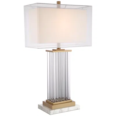 Vienna Full Spectrum Darcia Double Shade Glass Table Lamp With White Marble Riser