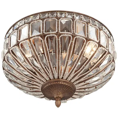 Vienna Full Spectrum Ibeza 15 1/2" Mocha And Crystal Ceiling Light