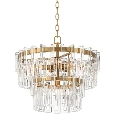 Vienna Full Spectrum Luxum 18 3/4" Brass And Crystal Pendant Light