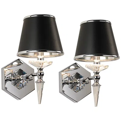 Vienna Full Spectrum Manhattan 13" High Black And Chrome Crystal Wall Sconce Set Of 2