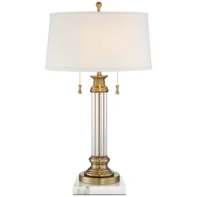 Vienna Full Spectrum Rolland 30" Crystal Lamp With Square White Marble