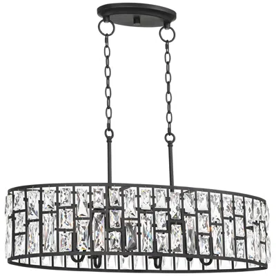 Vienna Full Spectrum Sofie 31 1/2" Black And Crystal Kitchen Pendant