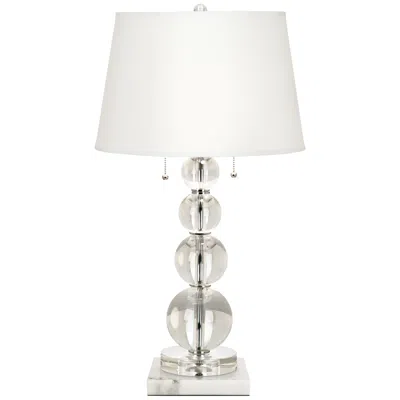 Vienna Full Spectrum Stacked Crystal Spheres Table Lamp W/ Square White Marble Riser